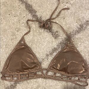 Kendall & Kylie Brown Triangle Bikini with Decorative Trim